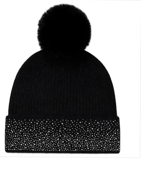 Rhinestone Trim Beanie