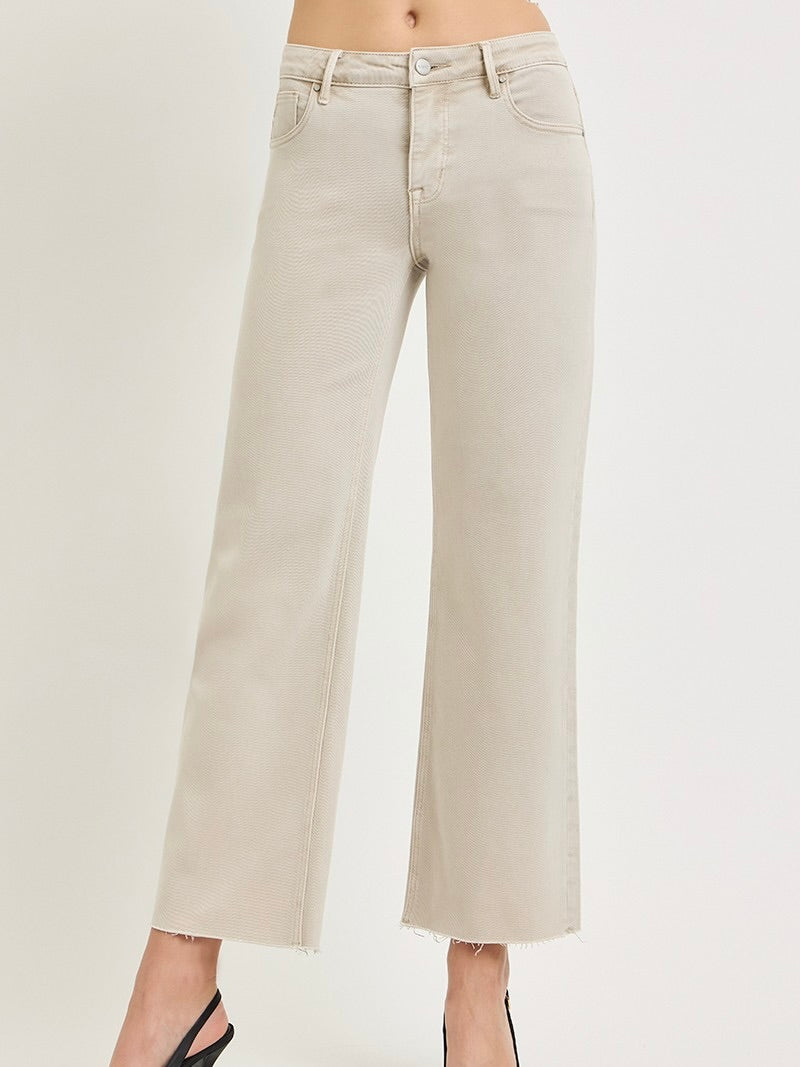 Risen Jeans : Tummy Control Mid Rise Ankle Straight Raw Hem