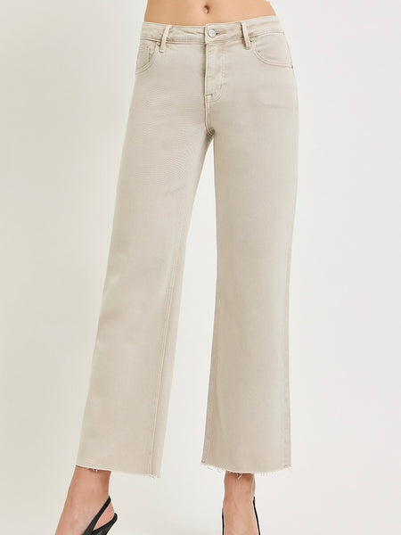 Risen Jeans : Tummy Control Mid Rise Ankle Straight Raw Hem