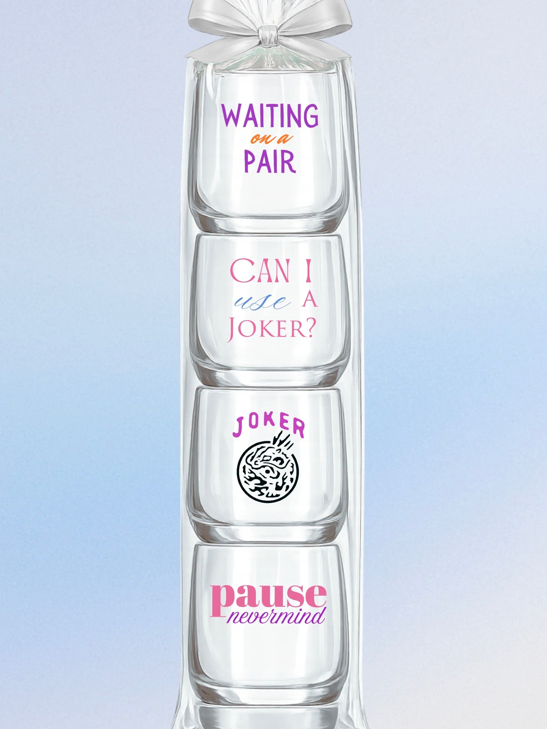 Mahjong Stemless 4ct Variety Mix Set Plastic Wine Glasses