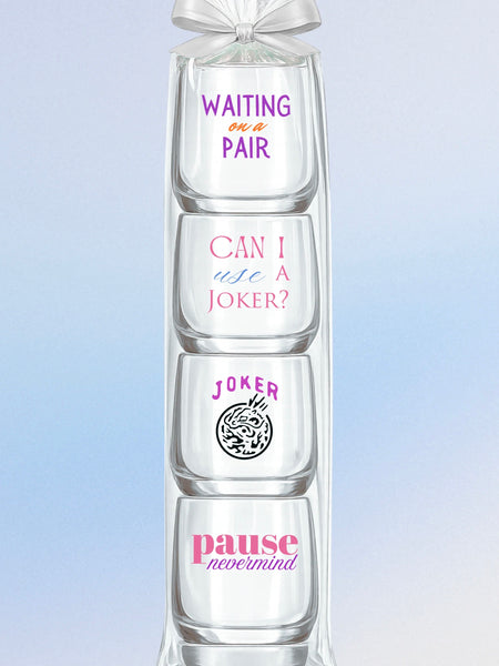 Mahjong Stemless 4ct Variety Mix Set Plastic Wine Glasses