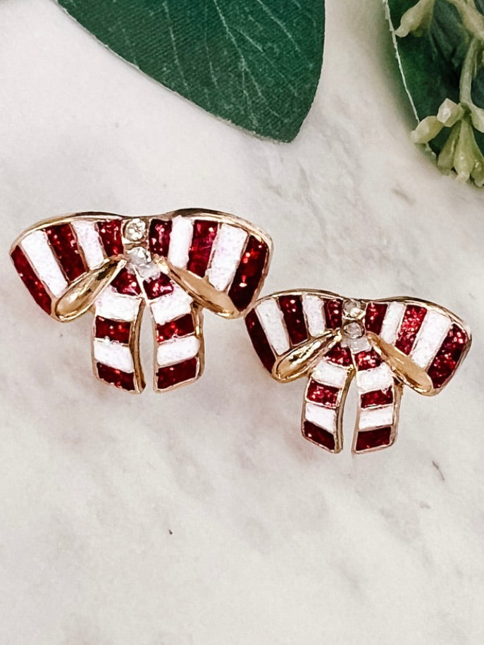 Candy Stripe Bow Earring