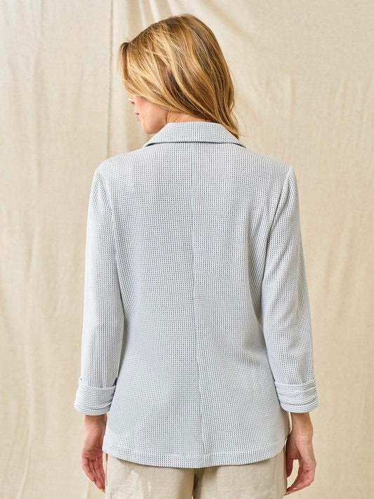 Shirred Sleeve Textured Blazer