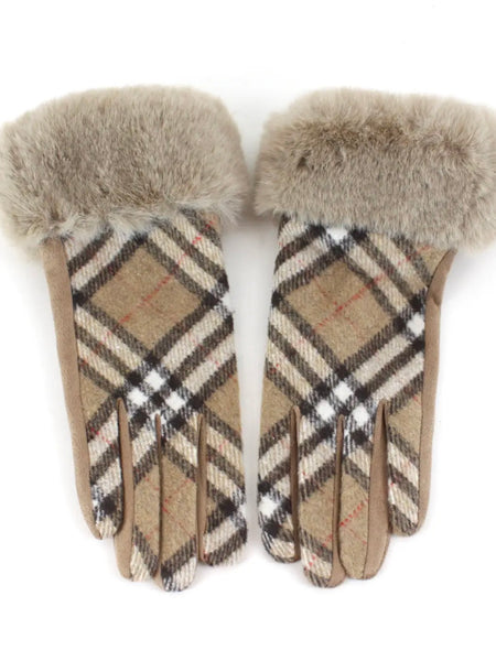 Plaid Pattern Gloves