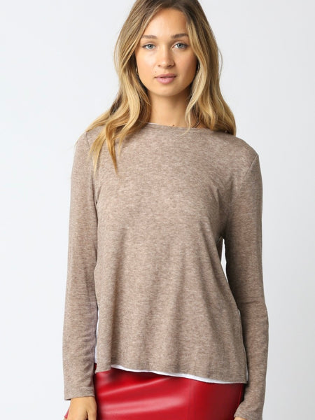 Lined Crew Neck Sweater