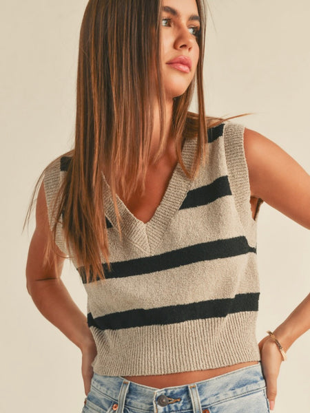 Striped Pattern Knitted Vest