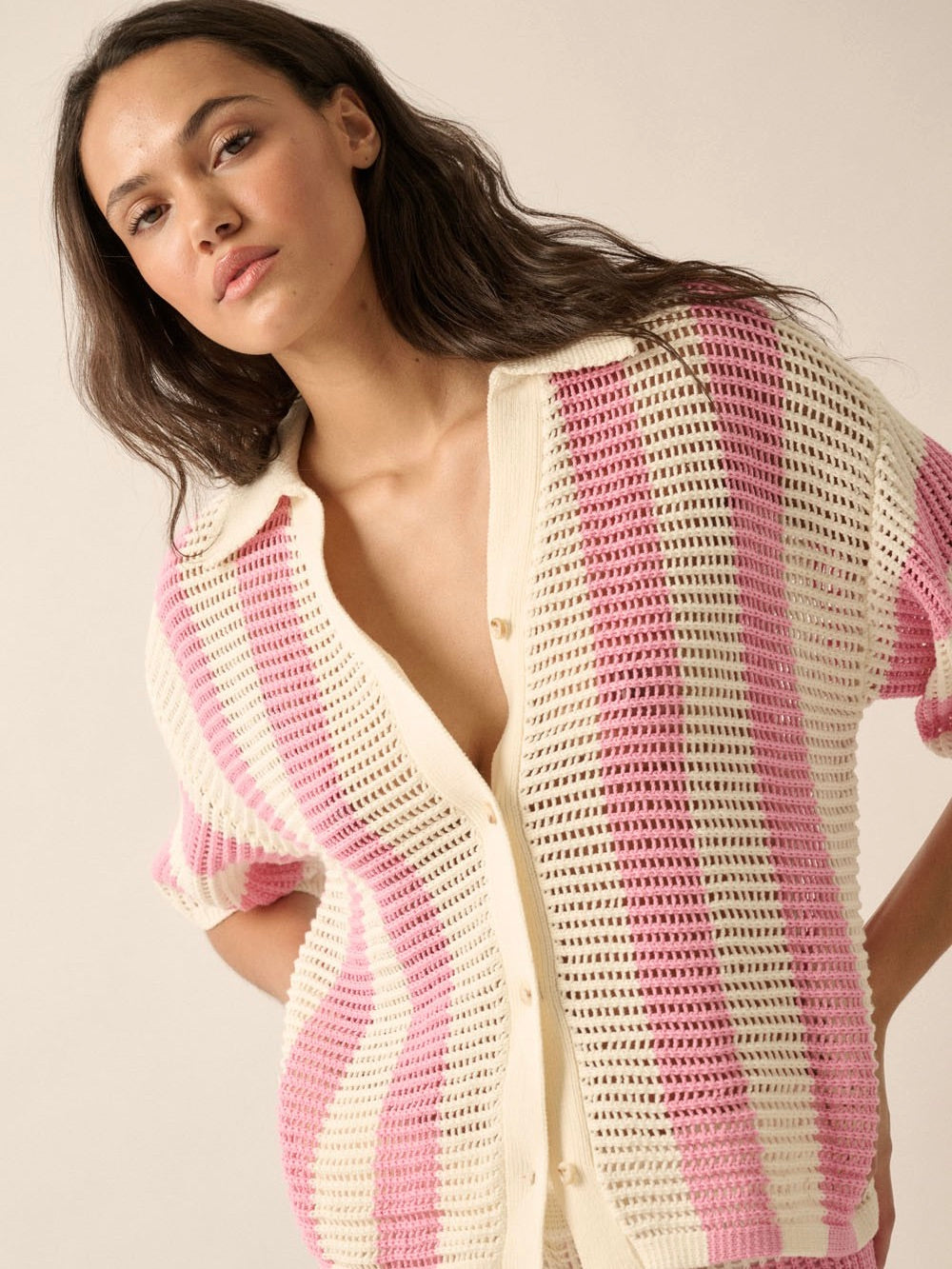 Lucy Stripe Crochet Knit Top
