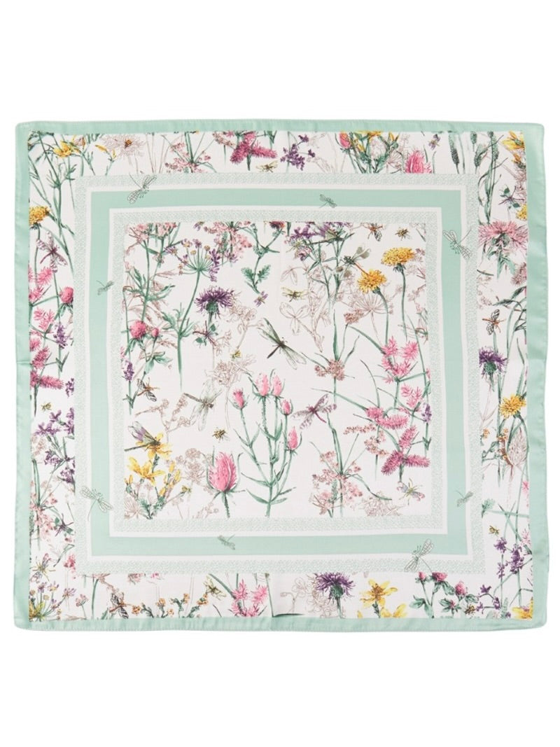Dragonfly Floral Silk Scarf