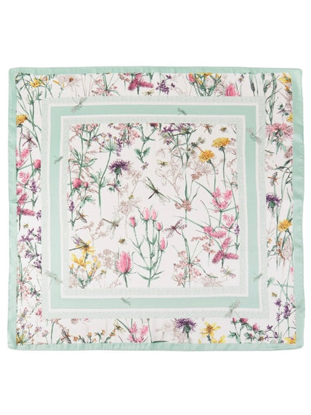 Dragonfly Floral Silk Scarf