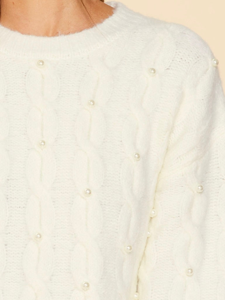 Pearl Cable Knit Sweater