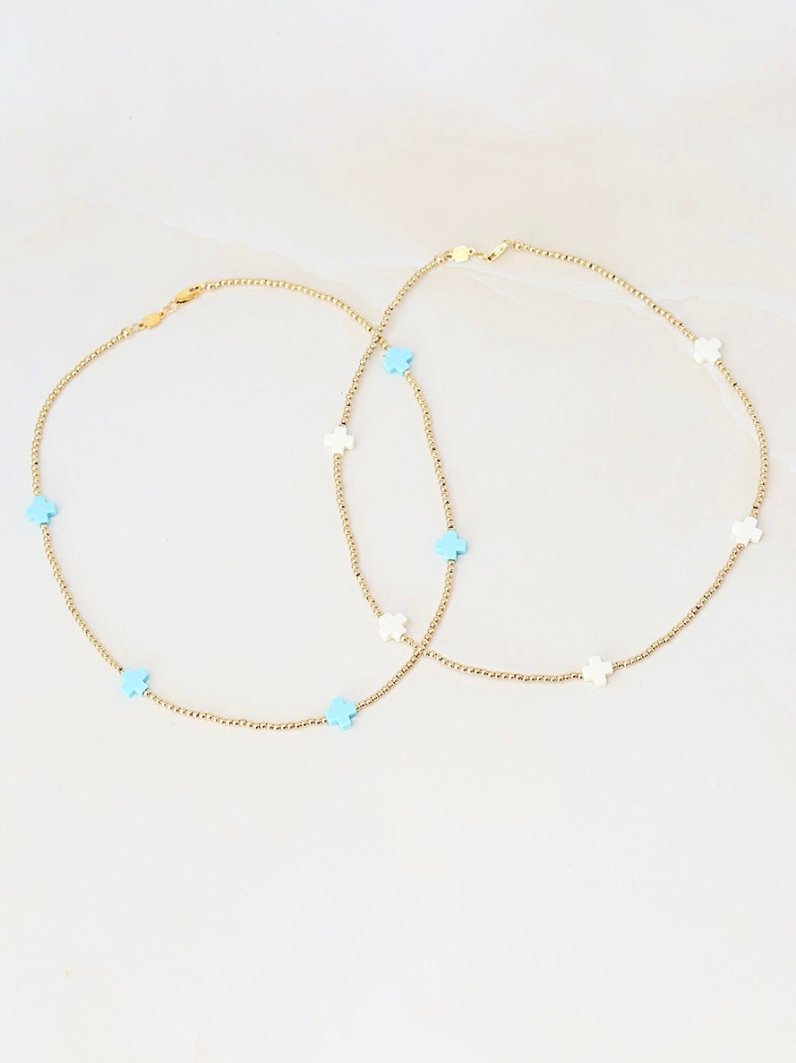 Signature Gold & Turquoise Cross Necklace