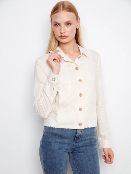 Foil Print Linen Jacket