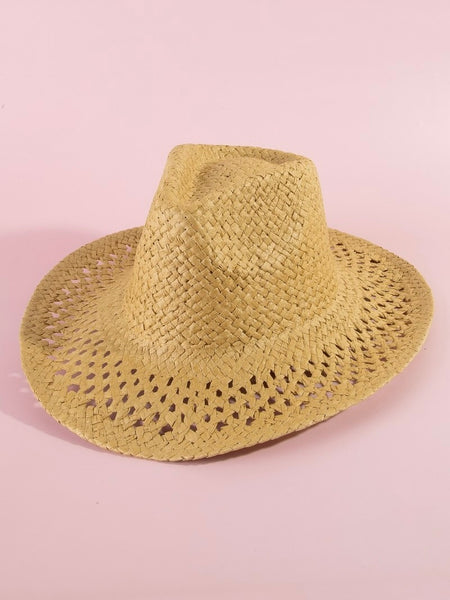 Woven Straw Western Hat