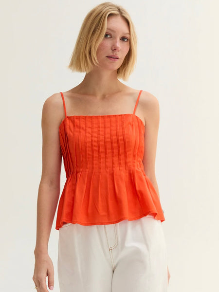 Claudia Pleated Sleeveless Linen Top