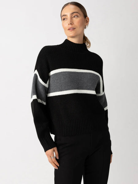 {Sanctuary} Mock Neck Stripe Sweater