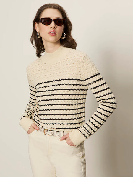 {Sanctuary} Forever Striped Mock Neck Sweater