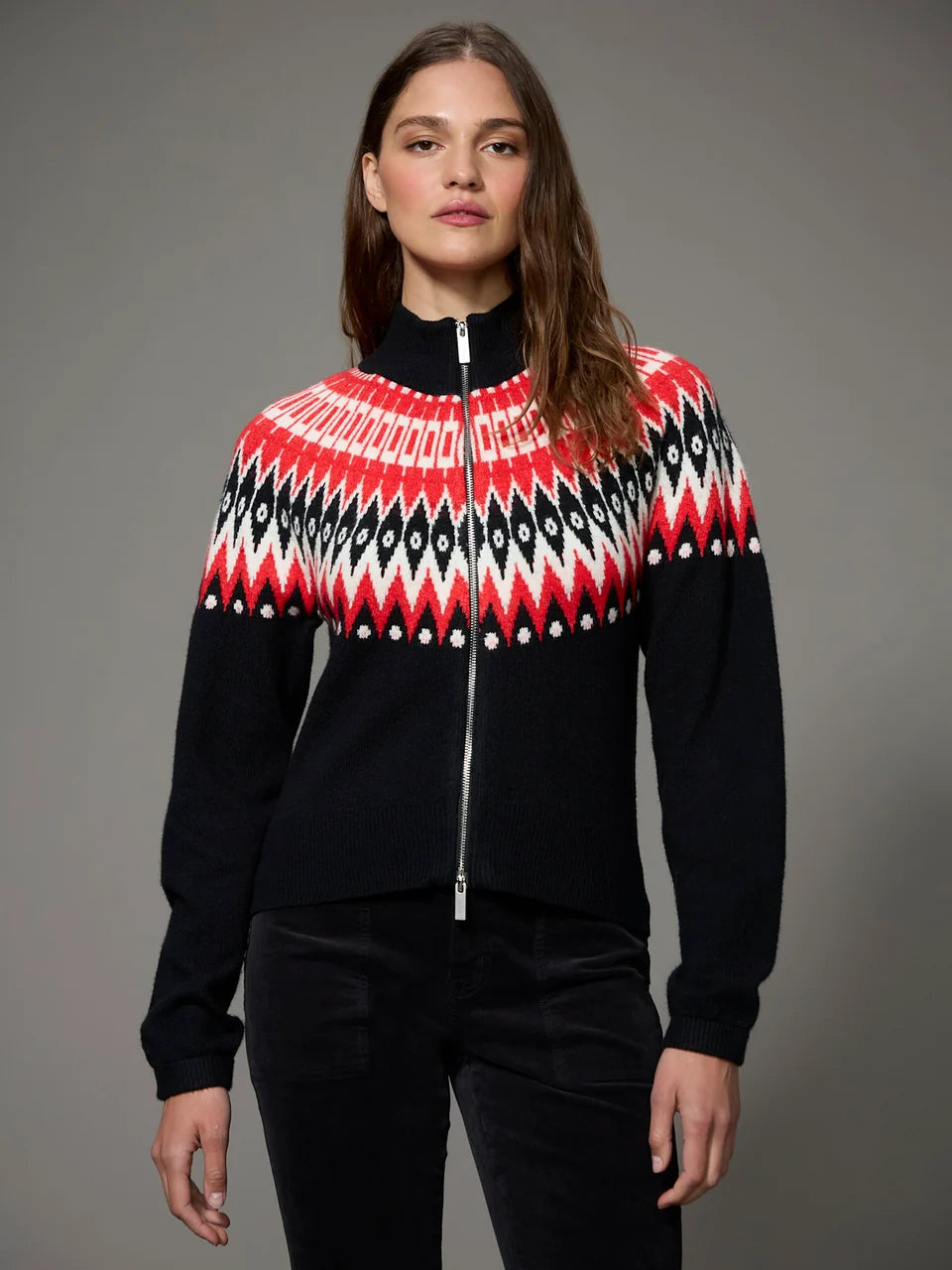 Sanctuary Fair Isle Zip Up Cardigan
