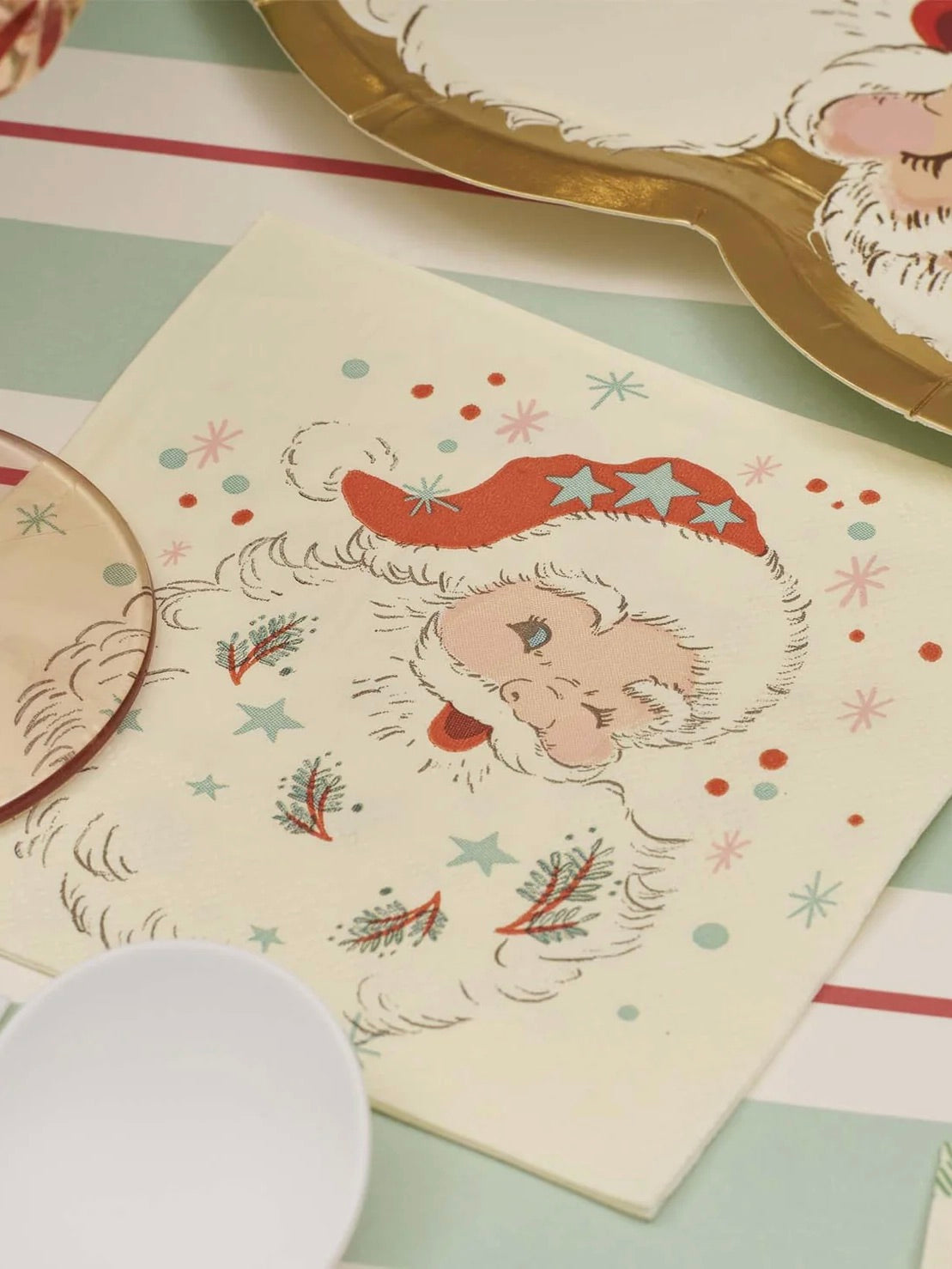 Vintage Santa Cocktail Napkin