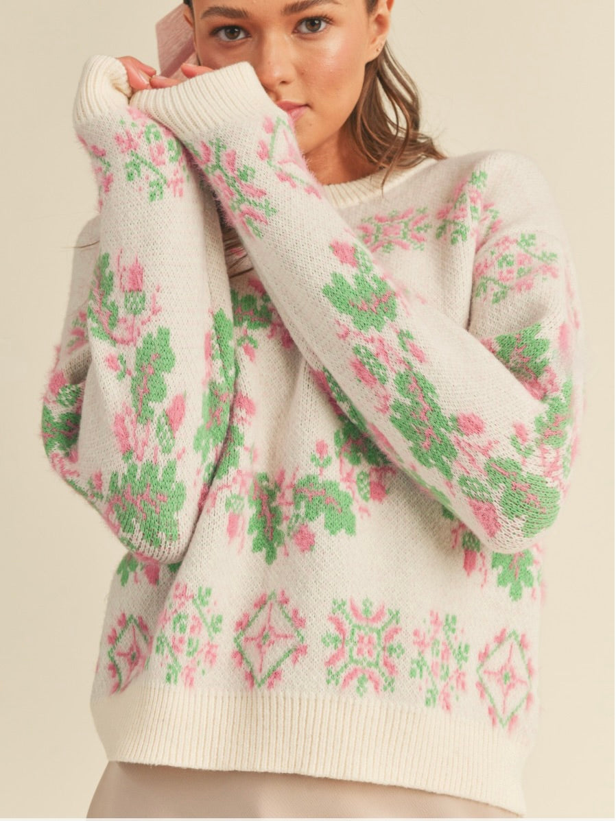 Mixed Knit Fair Isle Sweater