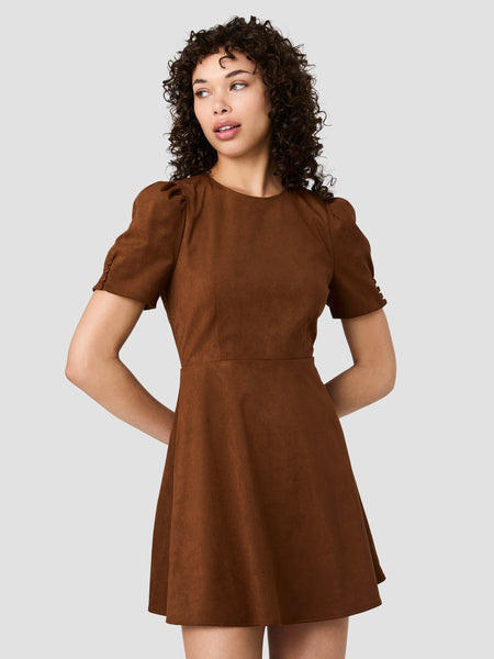 French Connection Sonja Suede Flare Mini Dress