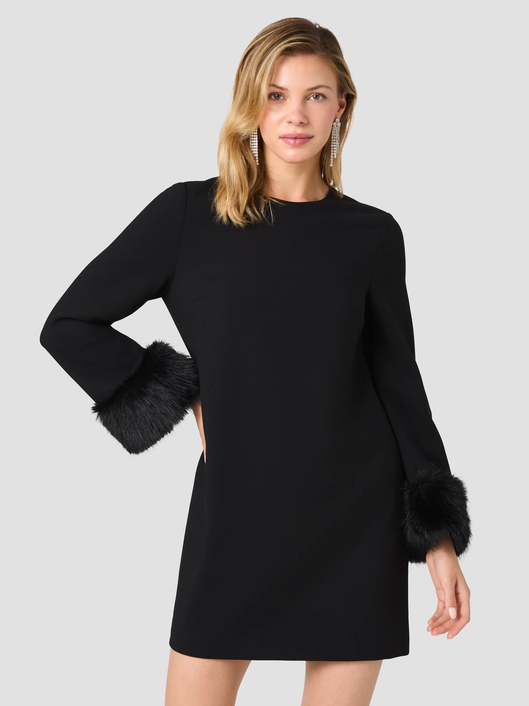 French Connection Whisper Faux Fur Trimmed Mini Dress