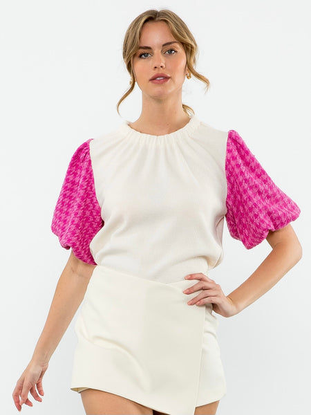 Tawny Tweed Sleeve Top