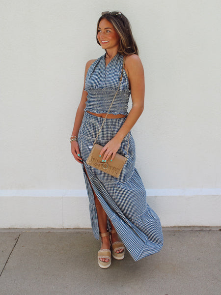 Gingham Woven Halter Top