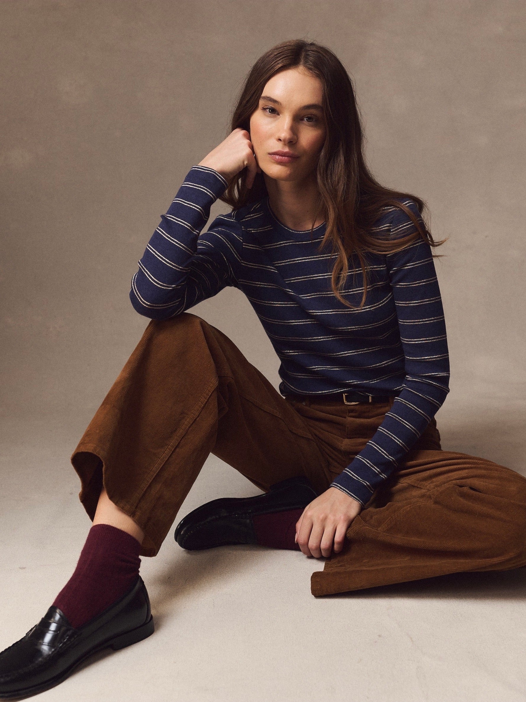 Marine Layer Mini Rib Long Sleeve Crew Tee