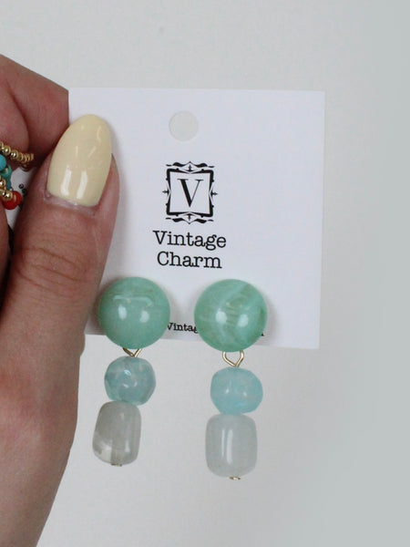 Minty Stone Drop Earrings
