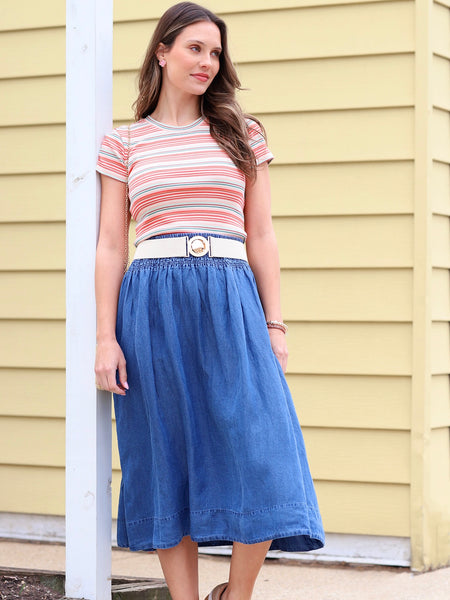 {Marine Layer} Bea Chambray Midi Skirt