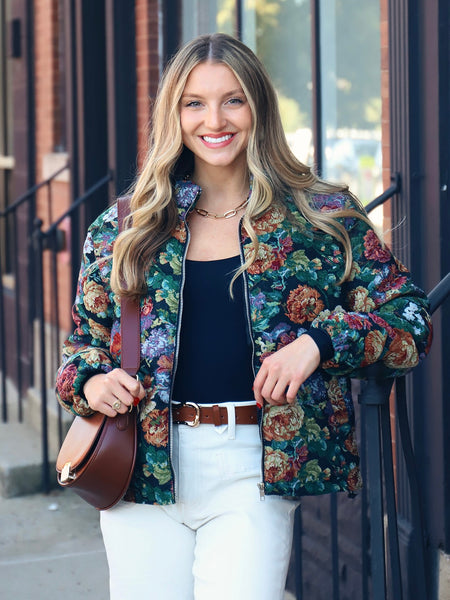 Feeling Floral Zip Up Jacket