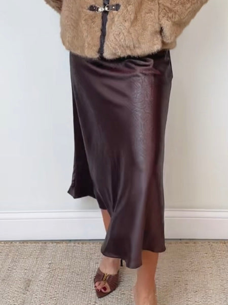 Textured Flared Long Skirt