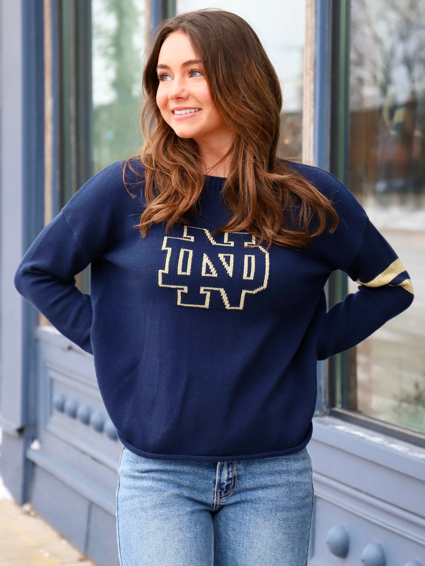 Notre Dame Shamrock Varsity Crewneck Sweater