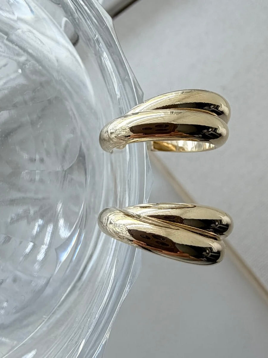 Rounded Crossover Hoop Earrings