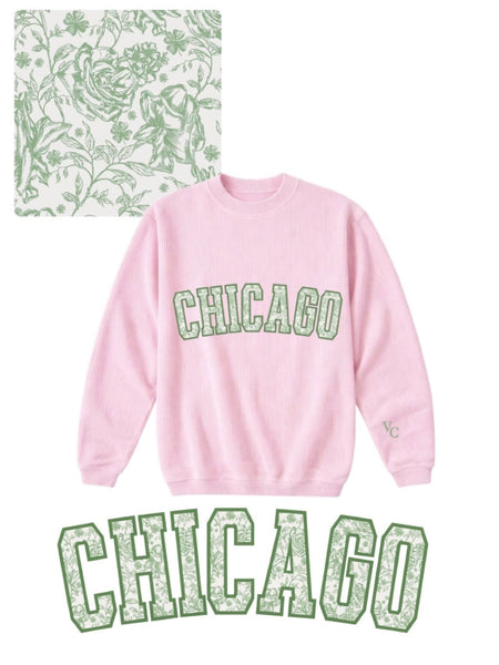 PRE ORDER : Chicago Shamrock Toile Corded Crew Sweatshirt