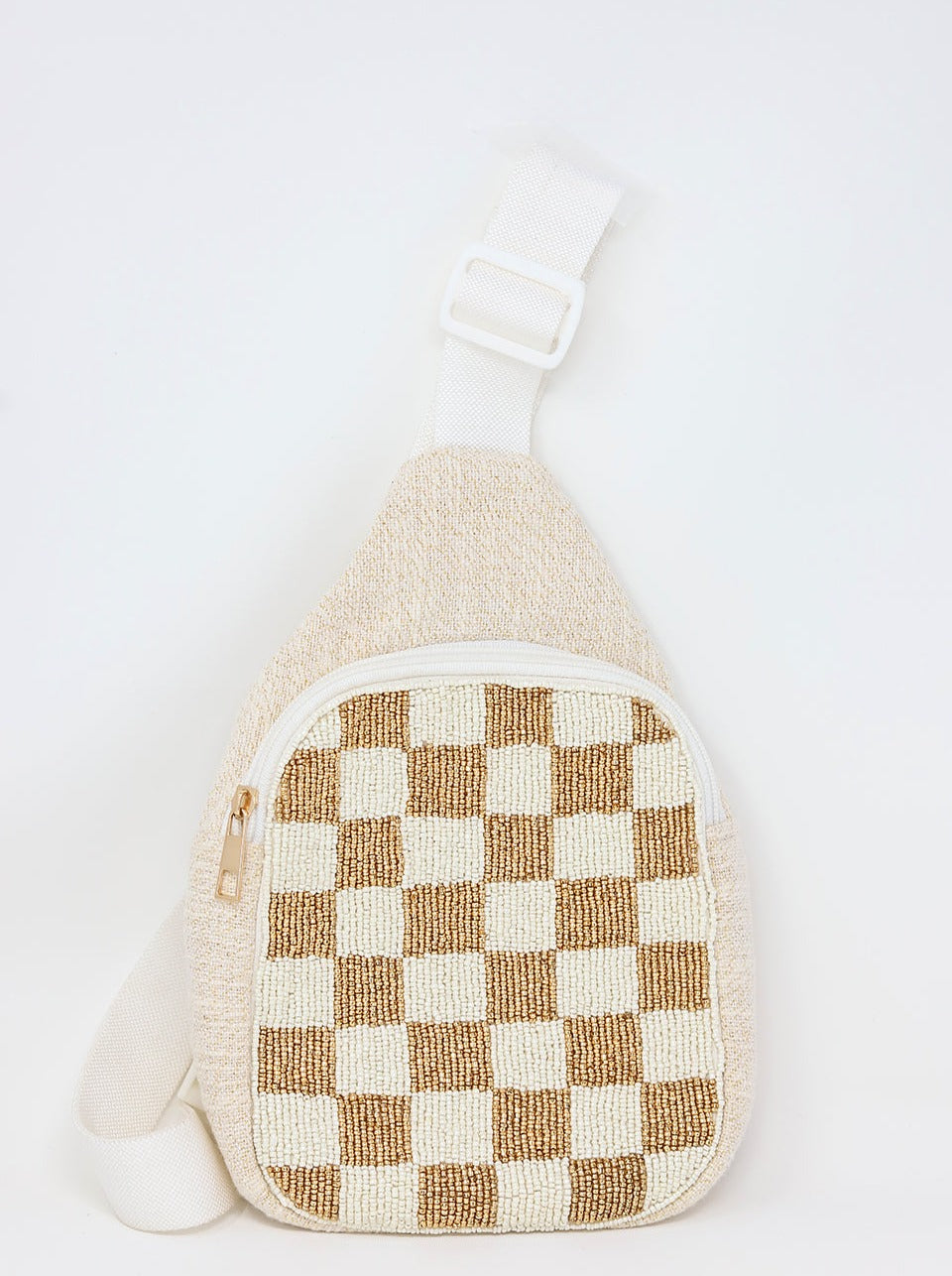 Beaded Checkered Bum Bag – Vintage Charm