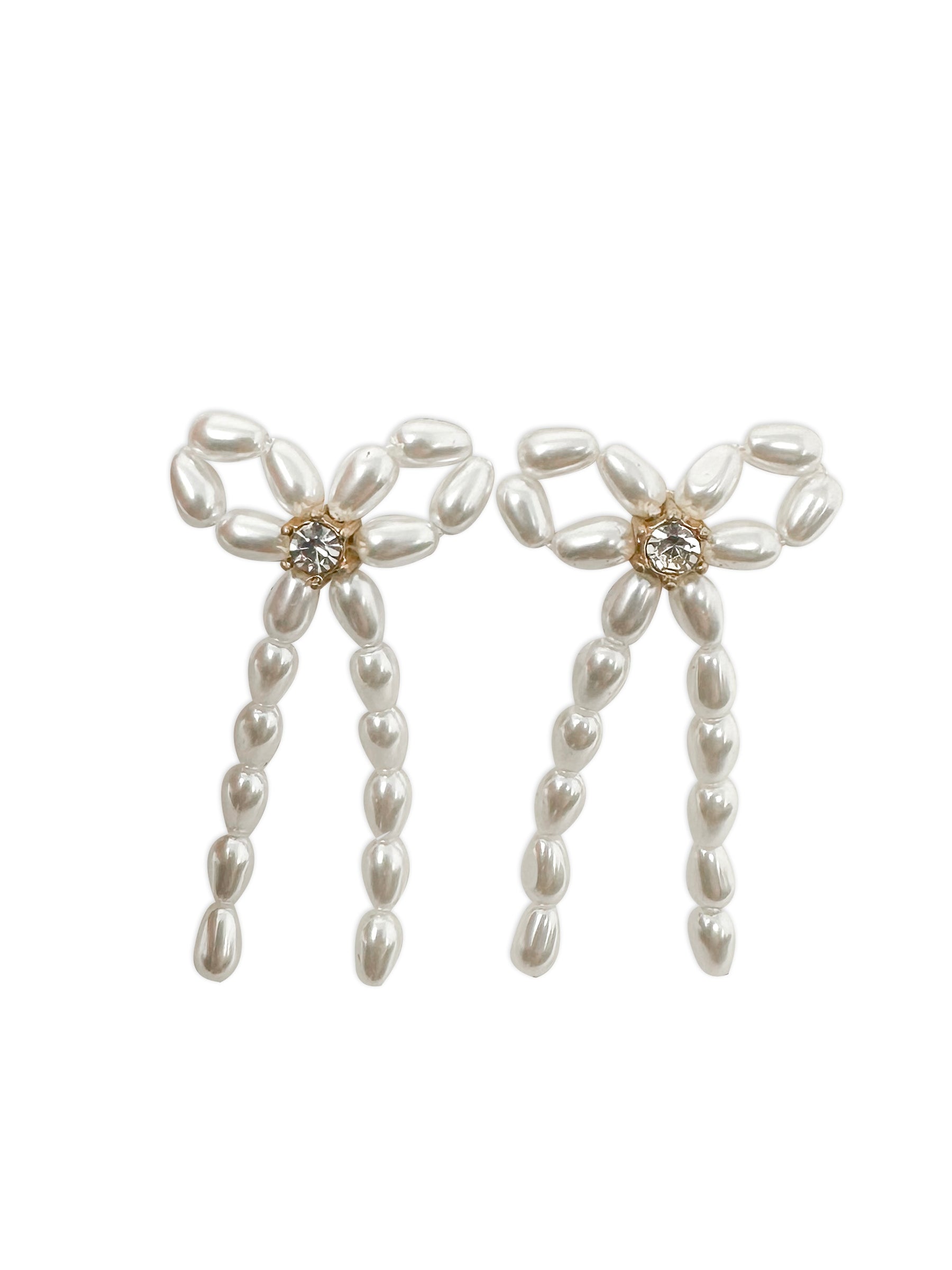 Kristin Pearl Bead Bow Earrings