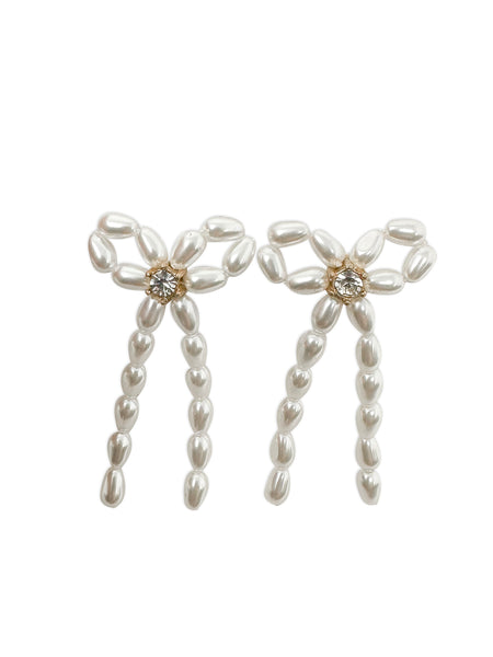 Kristin Pearl Bead Bow Earrings