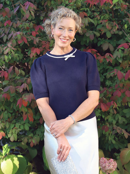 Rhinestone Bow Knit Sweater