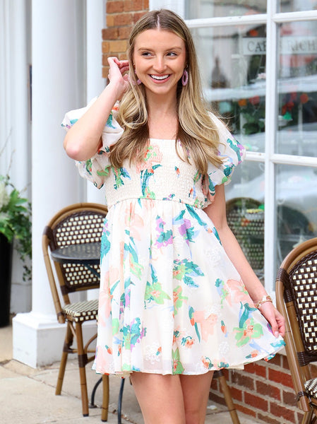 All Over Floral Ruffled Mini Dress
