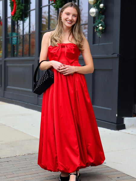 Strapless Bow Midi Dress