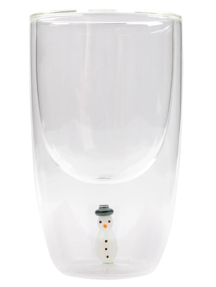 Glass Icon Snowman Cup