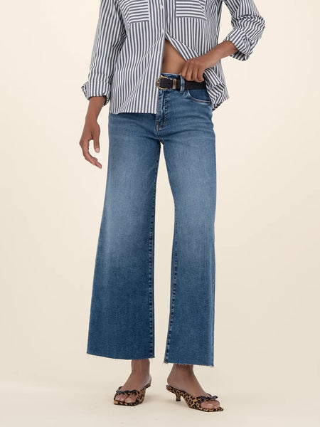 {Kut Jeans} Meg High Rise Fab Ab Wide Leg Raw Hem