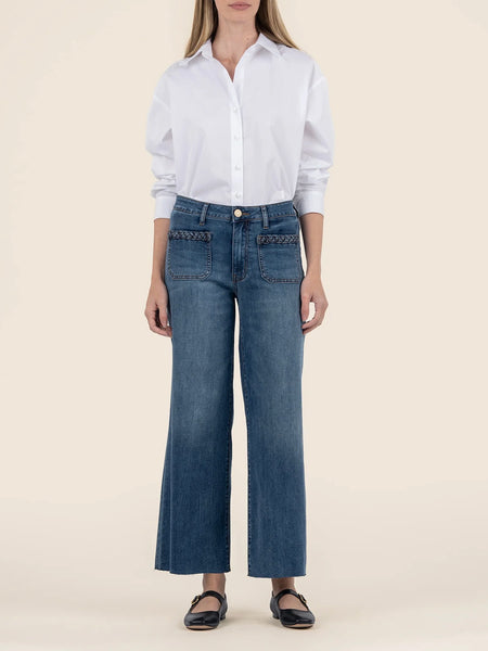 Kut Jeans : Meg High Rise Wide Leg Patch Pocket with Braid