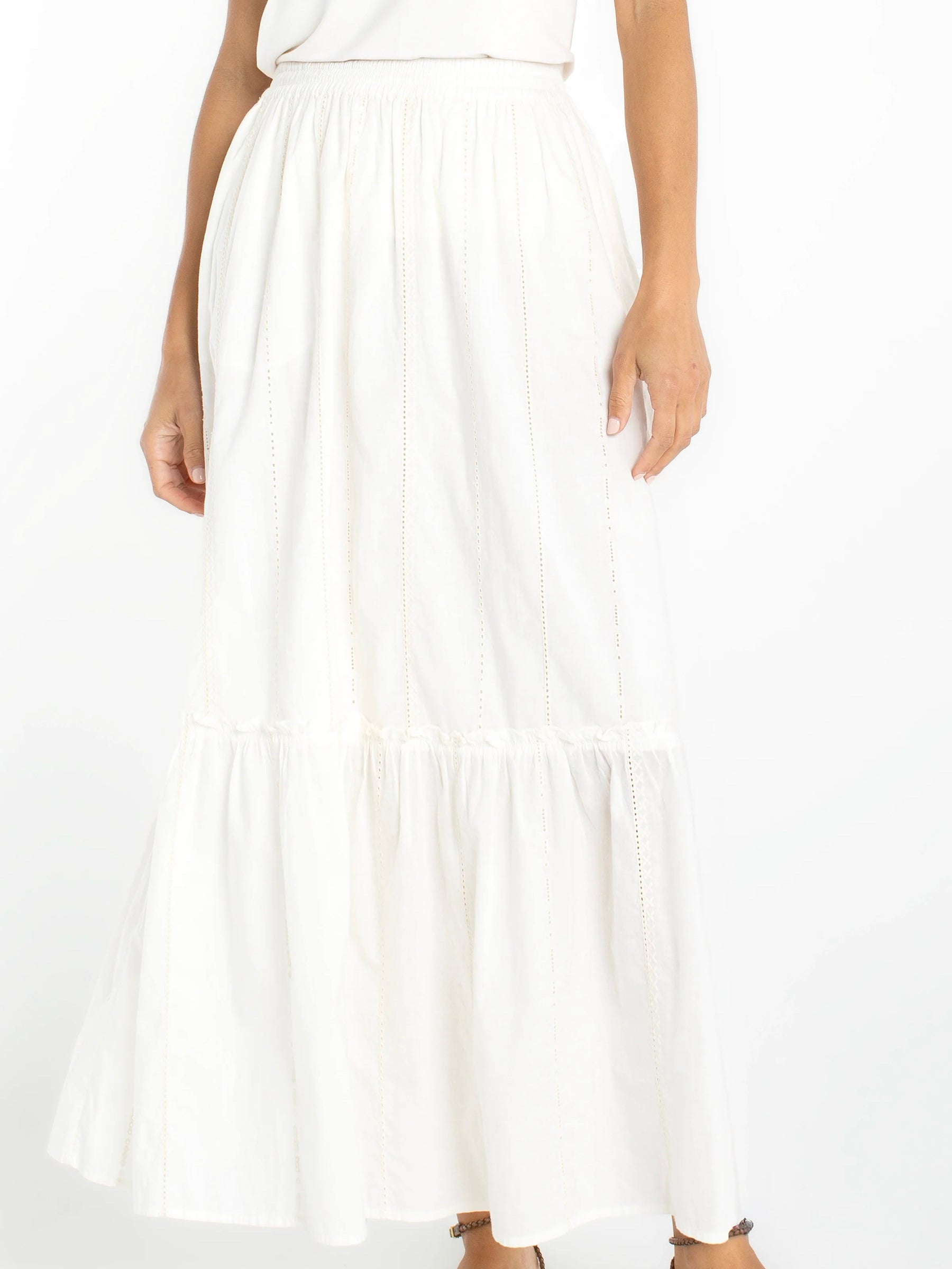 {Liverpool} Tiered Woven Pull On Maxi Skirt