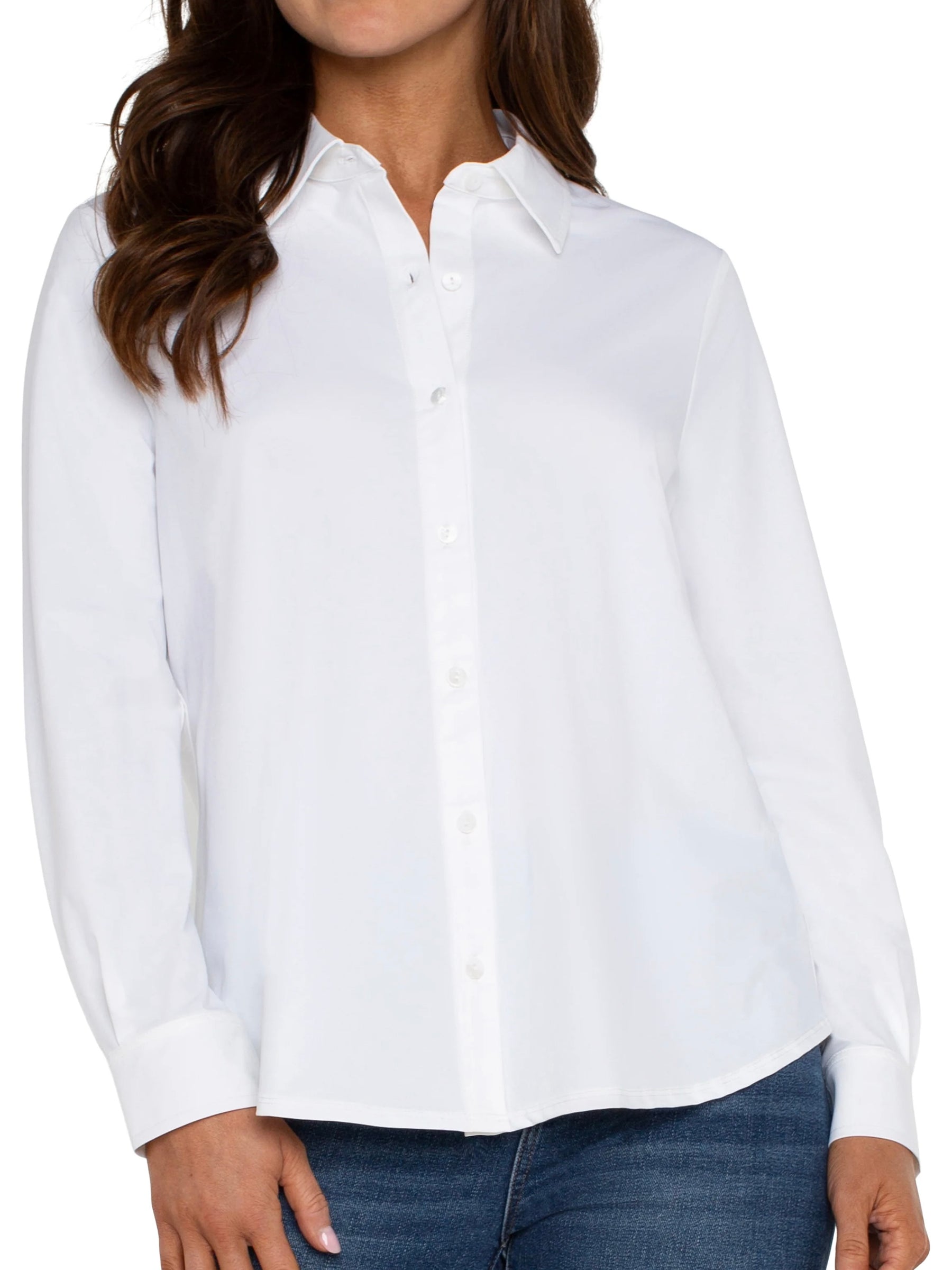 Liverpool Long Sleeve Button Front Knit Shirt