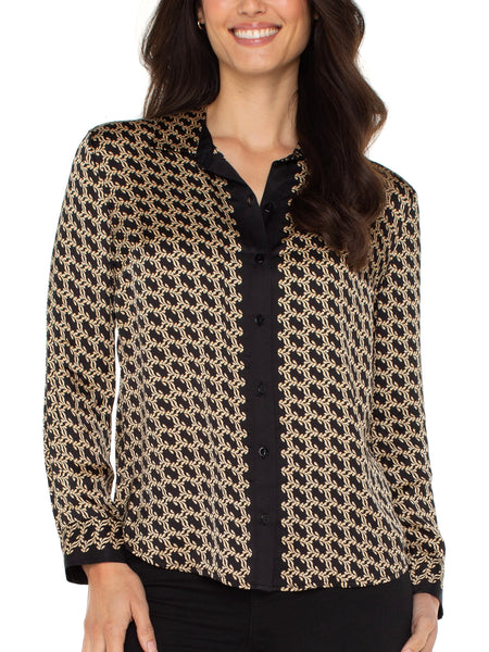 {Liverpool} Long Sleeve Button Front Woven Shirt