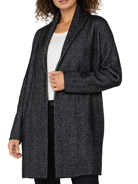 {Liverpool} Long Sleeve Open Knit Shawl Sweater Coat