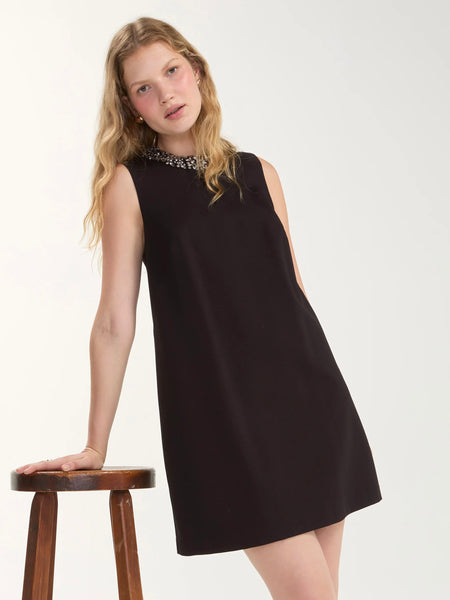 Liverpool Sleeveless Dress with Embellishment Neck