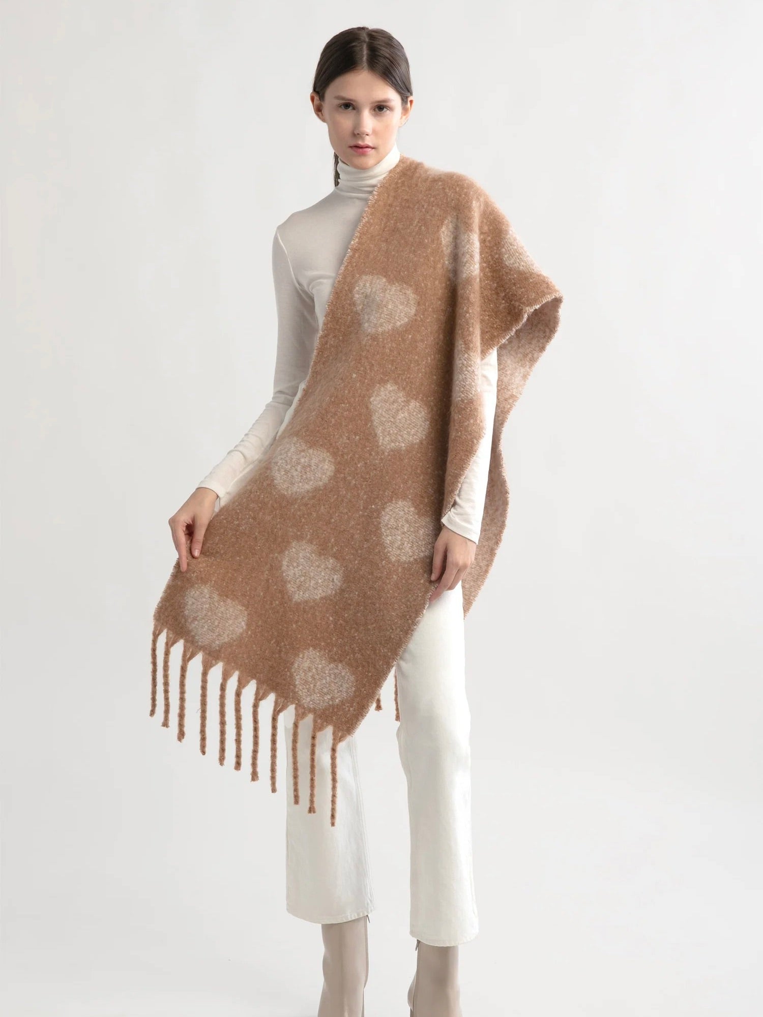 Knitted Heart Tassel Scarf